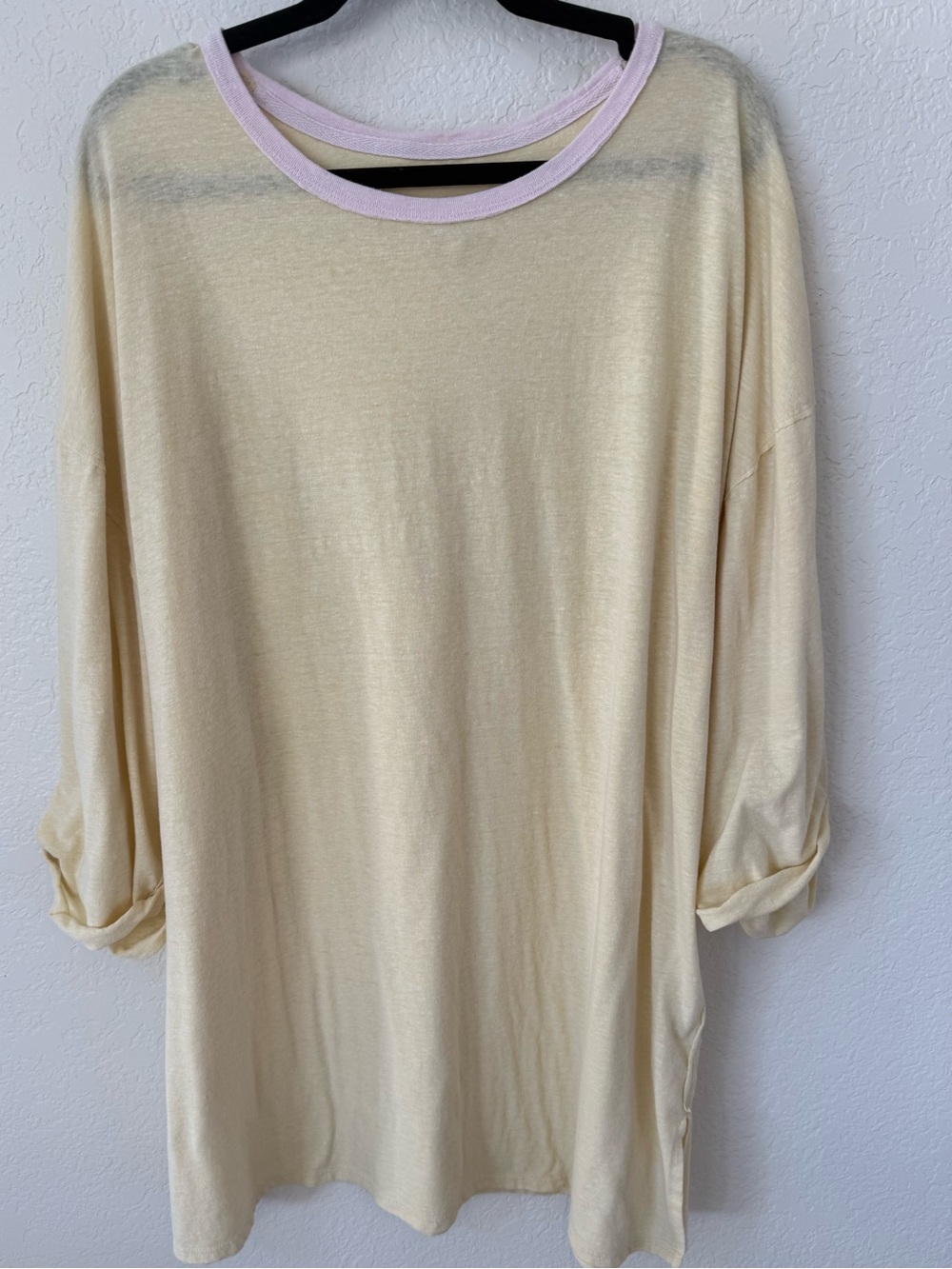 Free People Cream Tunic with Light Pink Trim